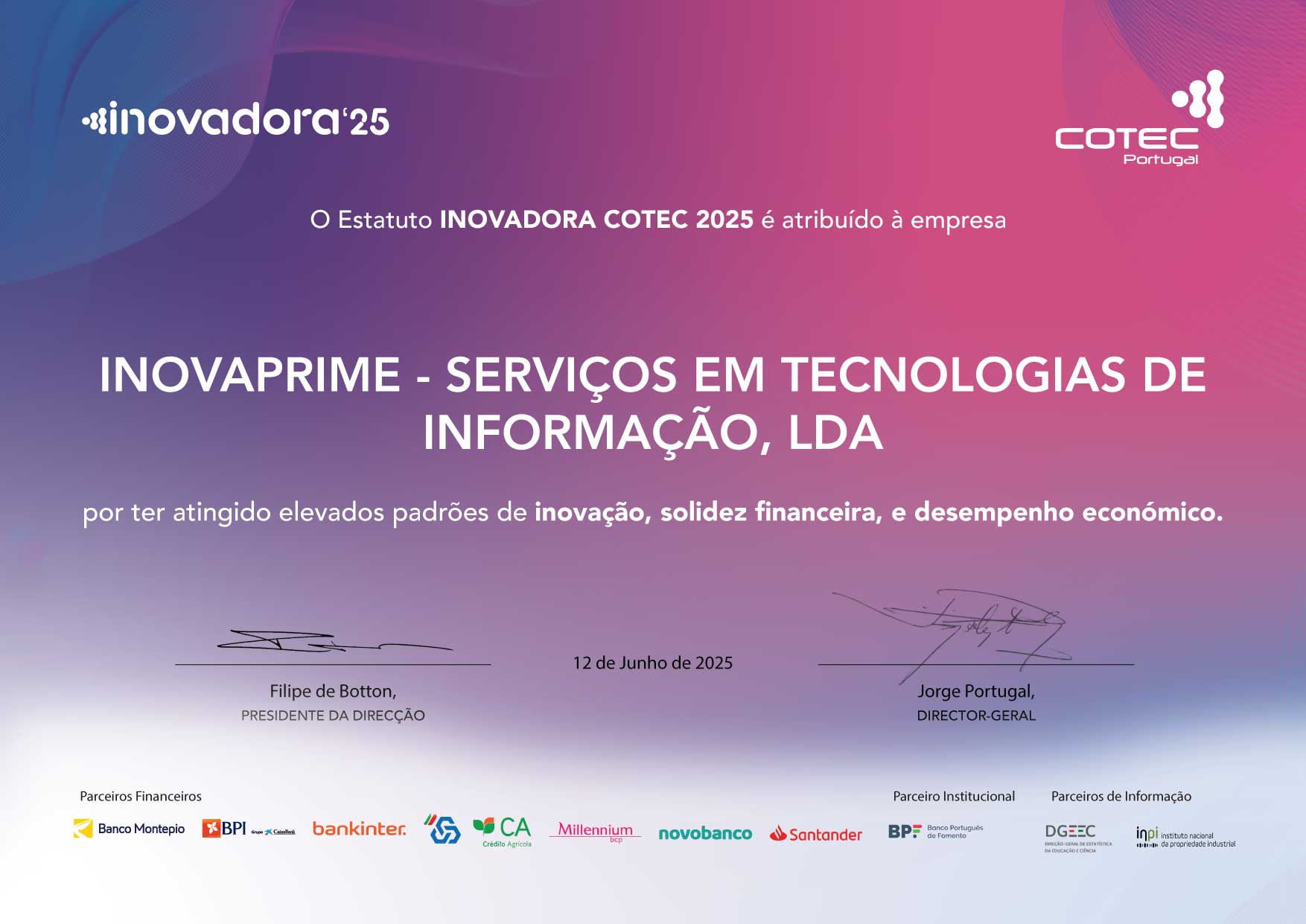 TOP 50 Best companies to work in Portugal InovaPrime - Award